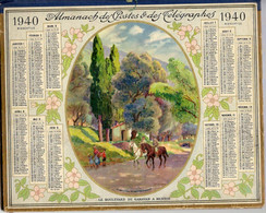 CALENDRIER GF 1940 - Boulevard De Garavan à Menton (en Médaillon) , Imprimeur Oberthur Rennes (calendrier Double) - Tamaño Grande : 1921-40