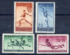 YUGOSLAVIA 1938 Balkan Games Set LHM / *.  Michel 362-65 - Nuovi