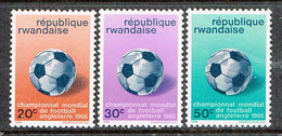 Ruanda 1966 - Fußball WM In England , Marken 20, 30, 50 Ct.   Postfrisch / MNH / Neuf - 1966 – Angleterre