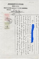 TIMBRES FISCAUX DE MONACO TIMBRE ETAT CIVIL MAIRIE DE MONACO N°27 1F Vert  Papier Blanc Et N°28 2Fr Rose De 1973 - Steuermarken