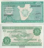 Burundi Pick-number: 33d (2003) Uncirculated 2003 10 Francs - Burundi