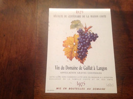 ÉTIQUETTE  DE VIN DOMAINE DE GAILLAT LANGON BORDEAUX - Bordeaux