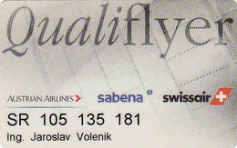 Slovakia, Qualiflyer Partner Austrian Airlines, Sabena, Swissair, Magnetique Card - Carte D'imbarco