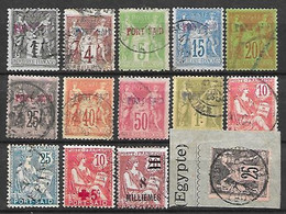 Port Saïd 14 Timbres De France Surchargés Oblitérés - Used Stamps