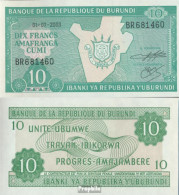 Burundi Pick-Nr: 33d (2003) Bankfrisch 2003 10 Francs - Burundi