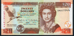BELIZE P72  20 DOLLARS  1.1.2012#DM  COMMEMORATIVE 30th Anniversary Central Bank UNC. - Belize