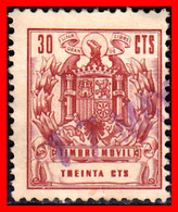 ESPAÑA SELLO 30 CENTIMOS TIMBRE MOVIL AÑO 1936-49 - Fiscales