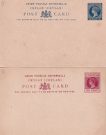 CEYLAN - ENTIERS POSTAUX - 2 CARTES TYPE VICTORIA NEUVES - Ceylon (...-1947)