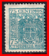 ESPAÑA SELLO 75 CENTIMOS TIMBRE MOVIL ESCUDO ESPAÑOL AÑO 1936-49 - Fiscales