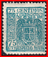 ESPAÑA SELLO 75 CENTIMOS TIMBRE MOVIL ESCUDO ESPAÑOL AÑO 1936-49 - Fiscales