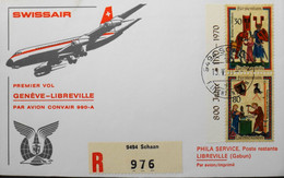 Liechtenstein > Lettre RC. Premier Vol > Swissair GENEVE-LIBREVILLE Par Avion Convair 990A Le 13.5.1971 - TBE - Cartas & Documentos