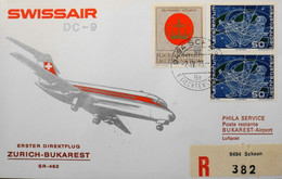 Liechtenstein > Lettre RC. Premier Vol > Swissair ZURICH-BUKAREST Par DC-9 Le 2.4.1973 - TBE - Storia Postale