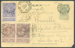 N°71-72 (paire) En Affranchissement Complémentaire Sur E.P. (N°23) 5c. Obl. Sc SOTTEGM Le 13.01.1898 En EXPRES Vers Brux - 1894-1896 Esposizioni