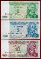 TRANSNISTRIA BANKNOTE - 3 NOTES 1, 5 And 10 RUBLES P#16-17-18 UNC (NT#02) - Autres - Asie