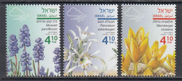 2019 Israel Autumn Flowers Complete Set Of 3 MNH @ BELOW FACE VALUE - Unused Stamps (without Tabs)