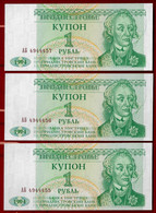 TRANSNISTRIA BANKNOTE - 3 NOTES 1 RUBLE P#16 RUNNING NUMBERS UNC (NT#02) - Otros – Asia
