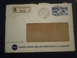 SUISSE SWITZERLAND GRAND GARAGE BEL AIR VOITURE AUTO AUTOMOBILE LAUSANNE RECOMMANDE COURRIER LETTER LETTRE ENVELOPPE PLI - Andere & Zonder Classificatie