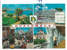 Guatemala. Carte Mosaïque. Lago De Atitlan,Municipalidad,Tejedora Santiago Atitlan,Palacio De Los Capitanes Y Catedral - Guatemala
