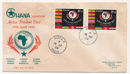 GHANA - 2 Valeurs "Africa Freedom Day" Sur FDC  15 Ap 1959 - ACCRA.A - Ghana (1957-...)