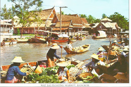 (THAILAND) BANGKOK, WAT SAI FLOATING MARKET - New Postcard, Animated - Thaïlande