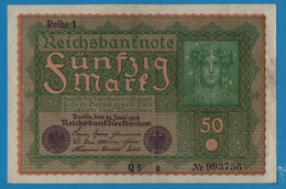 DEUTSCHES REICH 50 Mark  24.06.1919 Série QS A # 993756  P# 66 Reihe 1 - 50 Mark