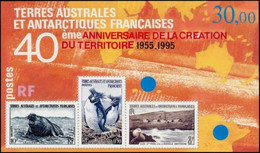 Terres Australes Et Antarctiques Françaises (TAAF) - 40éme Anniversaire De La Création Du Territoire 1955-1995 - Blocks & Sheetlets