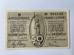 Allemagne Notgeld Horn 50 Pfennig - Collections