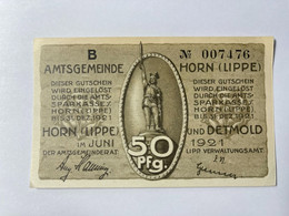 Allemagne Notgeld Horn 50 Pfennig - Collections