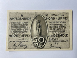 Allemagne Notgeld Horn 50 Pfennig - Collections