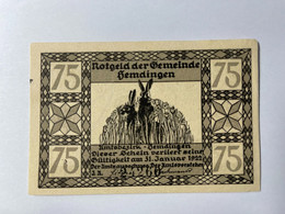 Allemagne Notgeld Hemdingen 75 Pfennig - Collections