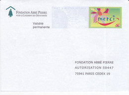 FONDATION ABBE PIERRE,MERCI ( Tal2103-16/020) - Enveloppes Repiquages (avant 1995)