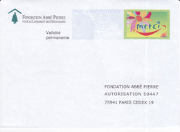 FONDATION ABBE PIERRE,MERCI ( Tal2103-16/020) - Umschläge Mit Aufdruck (vor 1995)