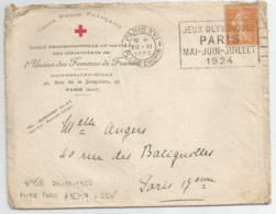 France N° 158 (Semeuse 5c Orange) Sur LsC En-tête Croix-Rouge Vers Paris ( +  Musique/Chopin) - Verano 1924: Paris