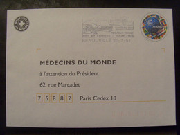 18517- PAP Ballon Repiquage Privé Médecins Du Monde, Obl, Précurseur Des PAP Réponse De Cette Association - PAP : Sovrastampe Private