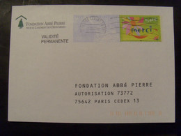 18511- PAP Réponse Merci, Fondation Abbé Pierre, Sans N° D'Agr., Obl - PAP : Antwoord /Ciappa-Kavena