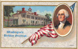 ETATS UNIS - WASHINGTON'S BIRTHDAY GREETINGS - CARTE DESSINEE GAUFREE, ILLUSTRATEUR - Présidents