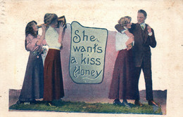 Couple Fantaisie - She Wants A Kiss Honey (Elle Veut Un Baiser) Post Card N° 840 - Coppie