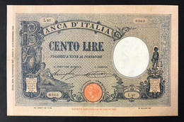 100 Lire Azzurrino Fascio 12 02 1927 Bel Biglietto Pressato E Taglietto Ricongiunto , Ma Bei Colori Bb  LOTTO 2428 - 100 Liras