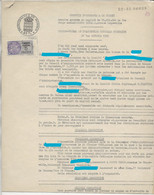 FISCAUX DE MONACO SERIE UNIFIEE  De 1949 N°5 5F Violet En Complémenr Sur Papier Timbre 45F Le  3 Mars 1954 - Fiscale Zegels