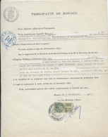 FISCAUX DE MONACO SERIE UNIFIEE  De 1949 N°19 1000F Vert Sur Papier Timbre 50Frs  Le  4 Septembre 1959 - Steuermarken