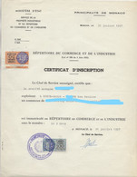 FISCAUX DE MONACO SERIE UNIFIEE  De 1949 N°9  50F Orange Er N°15 100F Bleu Le 31 Juillet 1957 - Steuermarken