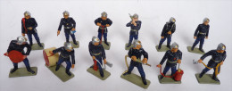 FIGURINE LOT  DE 12 SAPEURS  POMPIERS STARLUX Nouveaux Casques 1987-88 - Pompier 1/32è - Starlux