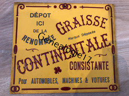 75 22818 PARIS SEINE PLAQUE CARTONNEE Ets GRAISSE CONTINENTALE Consistante DEPOT DE LA RENOMMEE Automobiles Voitures - Paperboard Signs