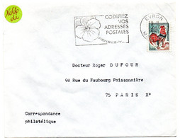 MAYENNE - Dépt N° 53 = EVRON 1966 = FLAMME Non Codée = SECAP Multiple ' PENSEZ + CODIFIEZ' = Pensée N° 1 - Zipcode