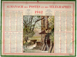 CALENDRIER GF 1942 - Le Moulin à Eau, Dessin De N, Imprimeur Oller Puteaux - Grand Format : 1941-60