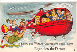 61-BAGNOLES-DE-CARTE A SYSTEME- DEPLIANTE- A PLEINS GAZ, DANS L'HELICOPTERE VOUS VERREZ - Bagnoles De L'Orne