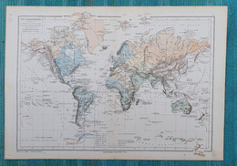 Ancienne Carte Planisphère - Voyages Et Découvertes - Drioux Leroy - Vilpou Sonnet - Librairie Belin - Cartes Géographiques