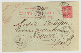 MAUBOURGUE Htes Pyrén Carte Postale Entier 10c Semeuse Lignée Yv 129-CP1 Mill 349 Dest Paris Yv 129-CP1 Storch A1 Riscle - Cartoline Postali E Su Commissione Privata TSC (ante 1995)