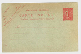 Carte Postale Entier Neuf 10 C Semeuse Lignée Rose Sur Vert Yv 129-CP1 Storch A1 Date 622 - Standard- Und TSC-AK (vor 1995)