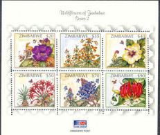 ZIMBABWE 2002 Wildflower Series 2 Superb U/M MS MAJOR VARIETY: PART IMPERFORATED - Zimbabwe (1980-...)